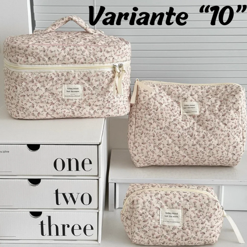🧳 Beauty-Case Organizer da Viaggio – 3 Misure in Cotone e Nylon | Eleganza, Praticità e Capacità.