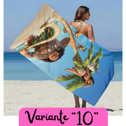 Asciugamano per bambini con immagini cartone animato “M-Moana” a trasferimento termico.  In microfibra ad asciugatura e duraturo.