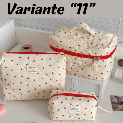 🧳 Beauty-Case Organizer da Viaggio – 3 Misure in Cotone e Nylon | Eleganza, Praticità e Capacità.