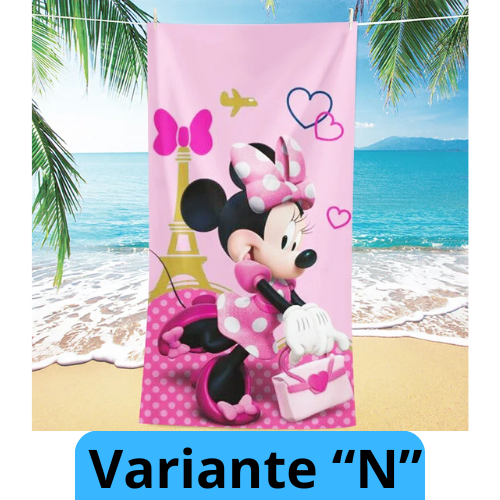 Asciugamano per bambine con immagini cartone animato “Minnie”.  Varie immagini misure a scelta.