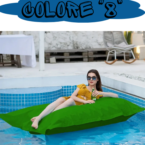 Pouf “galleggiante” impermeabile per interno ed esterno. Utilizzabile in piscina e al mare.