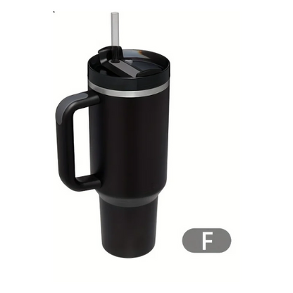 Thermos/Bottiglia da 900 ml in acciaio inossidabile con manico, coperchio e cannuccia.