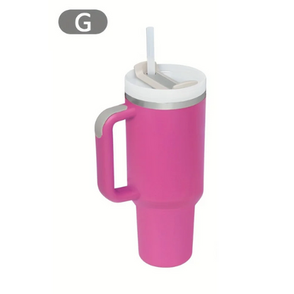 Thermos/Bottiglia da 900 ml in acciaio inossidabile con manico, coperchio e cannuccia.