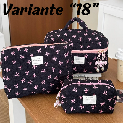 🧳 Beauty-Case Organizer da Viaggio – 3 Misure in Cotone e Nylon | Eleganza, Praticità e Capacità.