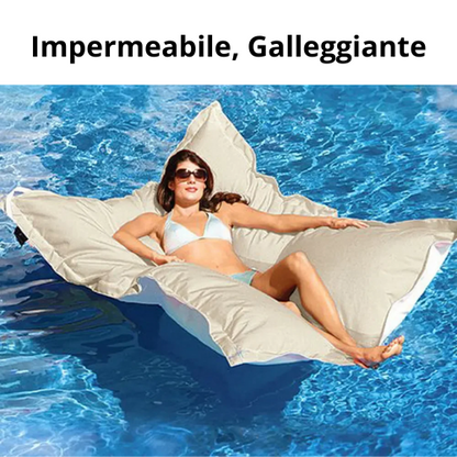Pouf “galleggiante” impermeabile per interno ed esterno. Utilizzabile in piscina e al mare.