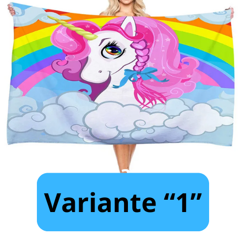Cartoon Rainbow Color Unicorn Series Beach Towel 3D Digital Printing Outdoor Portable Bath Towel Quick-drying Cute Girls Towels