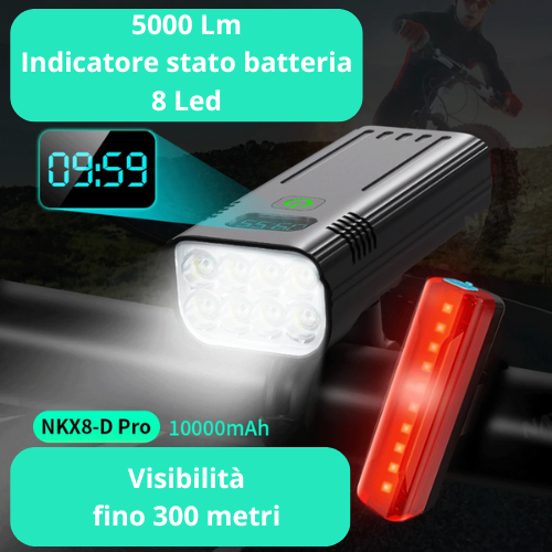 NATFIRE 10000mAh 5000LM MTB Bicycle Front Light Bicycle 8*LED Front Bike Light Headlight Bike Accessories USB Rechargeable