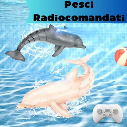 Pesce telecomandato con radiocomando 2.4 ghz copertura fino 30 metri. Scegli tra i vari tipi di pesci a disposizione. Divertimento in acqua con controllo a distanza