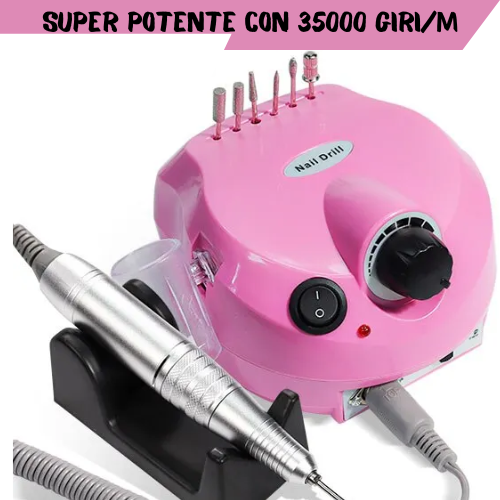 Trapano/smerigliatore elettrico per unghie. Potente motore da 35000 giri/min, a basso rumore: kit completo di frese per unghie professionali per manicure e pedicure.