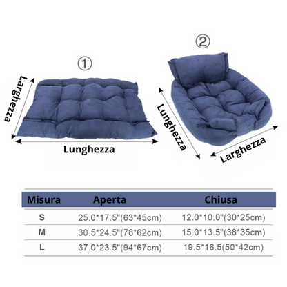 🐾 Cuccia con Cuscino per Cani e Gatti – 100% Cotone | Lavabile in Lavatrice 3 in 1: letto, divano e sofà.