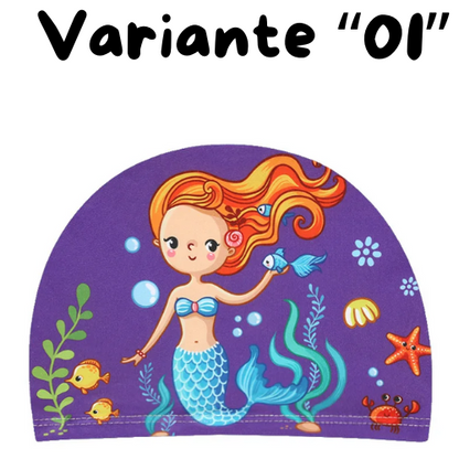 Children Cartoon Swimming Cap Kids Elastic Fabric Swiming Pool Water Sport Protect Ears Hat Swim Bathing Hats Caps Boys Girls