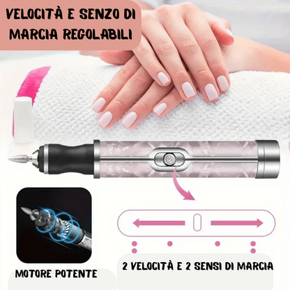 Trapano/smerigliatore ricaricabile per unghie. Kit per manicure e pedicure trapano con accessori