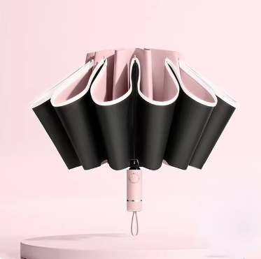 Ombrello pieghevole inverso, completamente automatico con striscia riflettente.