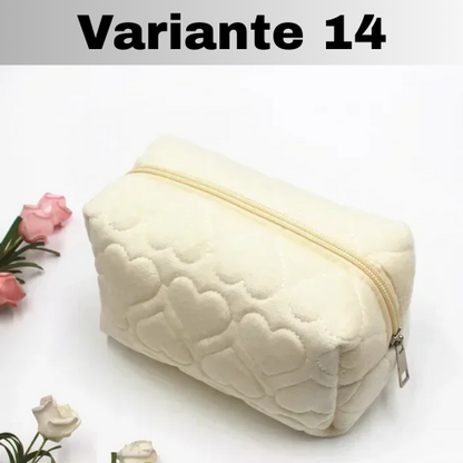 🧳Borsa Beauty-case con cerniera, tinta unita, per il trucco in pelliccia. Comoda, Capiente.
