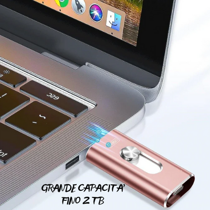 🖥️ Chiavetta USB 3.0 OTG Multifunzionale – Archiviazione Veloce, Sicura e Universale per Smartphone, PC, Mac, iPhone, iPad.