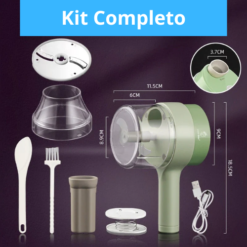 Mini Tritatutto 40W Portatile, Ricaricabile USB, Lama in Acciaio Inox, Foro Riempimento Veloce, Facile da Pulire – Per Aglio, Cipolla, Verdure e Carne. Con accessori.