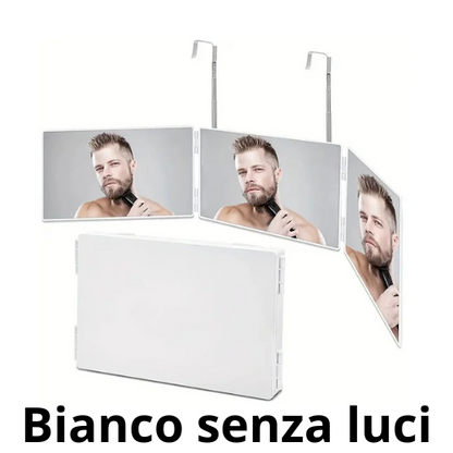 White Retractable Adjustable Hanging Three Mirrors Makeup Folding Three Mirrors Three Fold Mirror Spot Portable Cosmetic