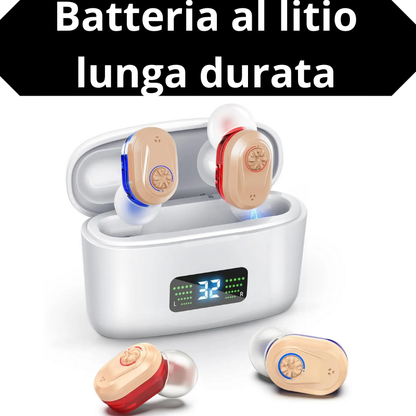 Apparecchio Acustico Ricaricabile – Mini, Potente, Confortevole Con Scatola di Ricarica Per Batteria ad Alta Capacità.
