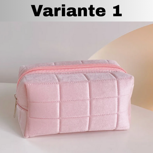🧳Borsa Beauty-case con cerniera, tinta unita, per il trucco in pelliccia. Comoda, Capiente.