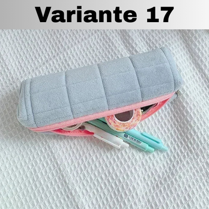 🧳Borsa Beauty-case con cerniera, tinta unita, per il trucco in pelliccia. Comoda, Capiente.
