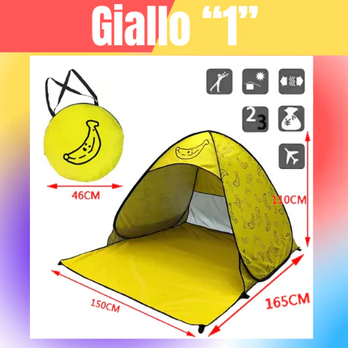 Tenda da spiaggia/campeggio apertura rapida “automatica”. Protezione dal sole UPF50+, impermeabile, robusta con doppio avvolgimento.
