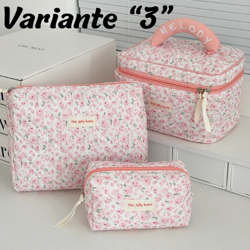 🧳 Beauty-Case Organizer da Viaggio – 3 Misure in Cotone e Nylon | Eleganza, Praticità e Capacità.