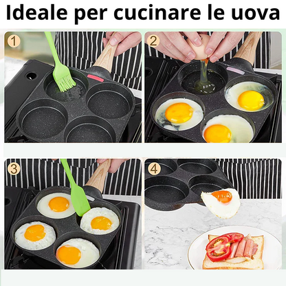 Padella 4 tazze in ceramica antiaderente. Ottima per cucinare per uova, carne.