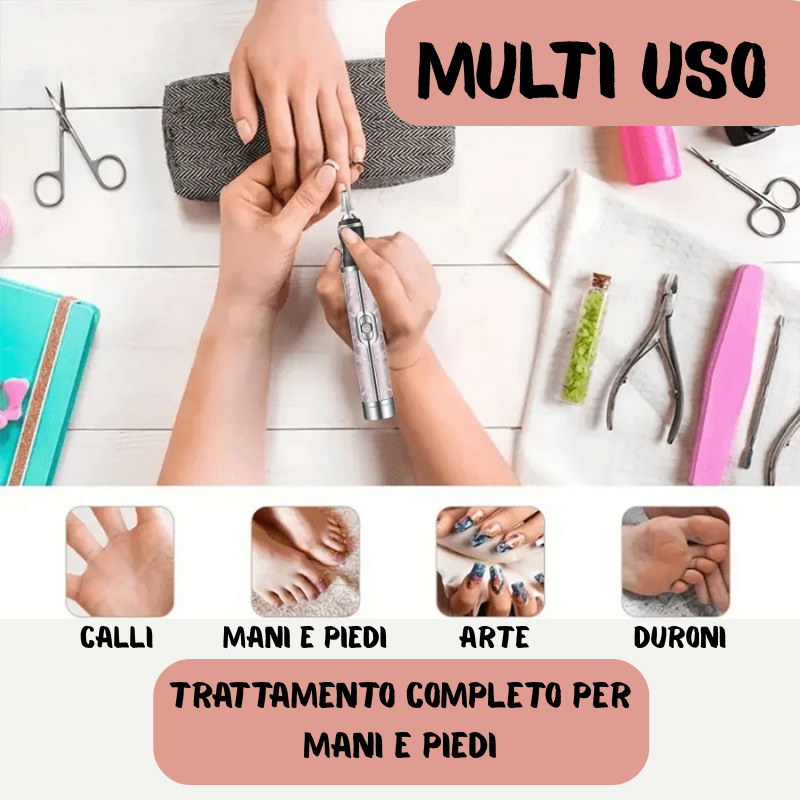 Trapano/smerigliatore ricaricabile per unghie. Kit per manicure e pedicure trapano con accessori