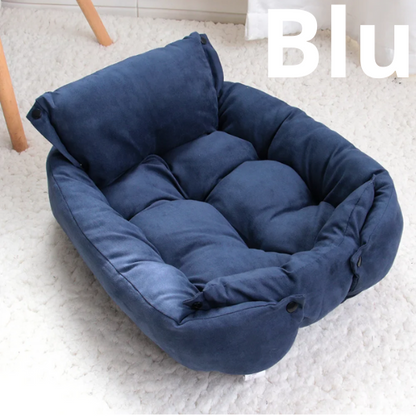 🐾 Cuccia con Cuscino per Cani e Gatti – 100% Cotone | Lavabile in Lavatrice 3 in 1: letto, divano e sofà.