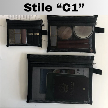 Beauty Case Organizer da Viaggio per Trucco e Articoli da Toeletta – Borse per Cosmetici Trasparenti in Rete, Disponibile in 3 Misure.