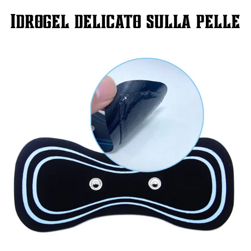 "Fascia adesiva" per massaggiatore portatile EMS per collo, per spalle, vita e gambe. Kit con fascia, elettrodi e telecomando.