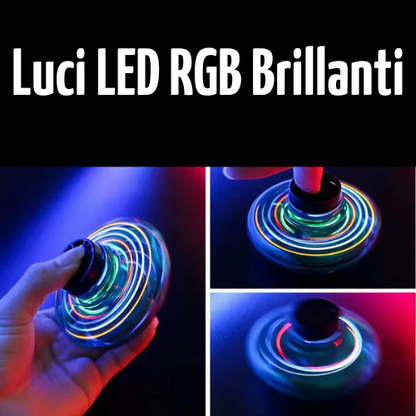 🌀 Spinner Volante a Punta delle Dita a 360° – Mini Drone Rotante con Luci LED RGB | Giocattolo Antistress Ricaricabile per Bambini e Adulti.