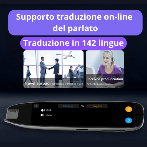 Dizionario, Traduttore, Penna Scansione. Dispositivo Traduci Foto Online, registratore vocale, con Connessione WiFi/BT.