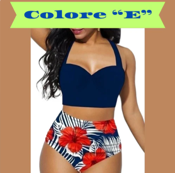 Costume bichini, set 2 pezzi a fascia larga, da donna. Push-up con stampa floreale: eleganza, dinamismo, comfort.