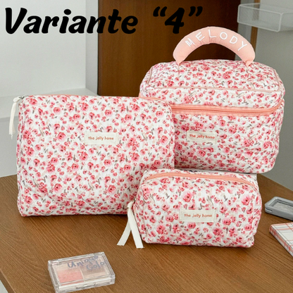 🧳 Beauty-Case Organizer da Viaggio – 3 Misure in Cotone e Nylon | Eleganza, Praticità e Capacità.