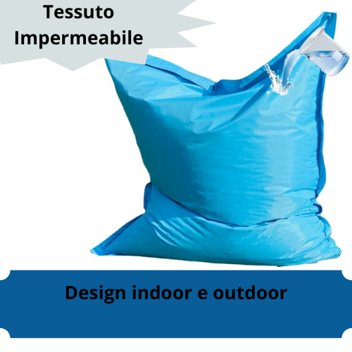 Pouf “galleggiante” impermeabile per interno ed esterno. Utilizzabile in piscina e al mare.