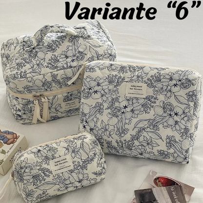 🧳 Beauty-Case Organizer da Viaggio – 3 Misure in Cotone e Nylon | Eleganza, Praticità e Capacità.