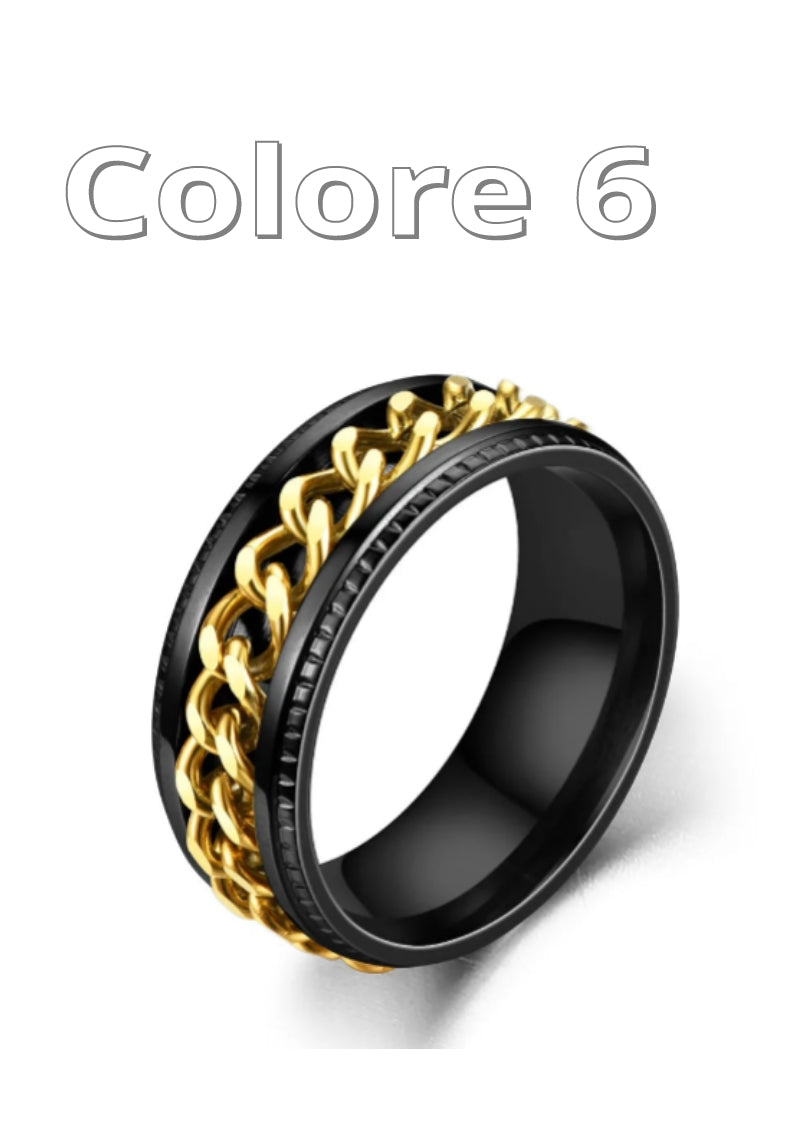 Anello spinner a catena girevole in acciaio al titanio per donna Uomo/Donna. Colore a scelta.
