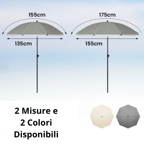 Round Beach Balcony Umbrella UV-Resistant Waterproof Height- Adjustable 45° Bendable Parasol for Sun Protection Garden Patio