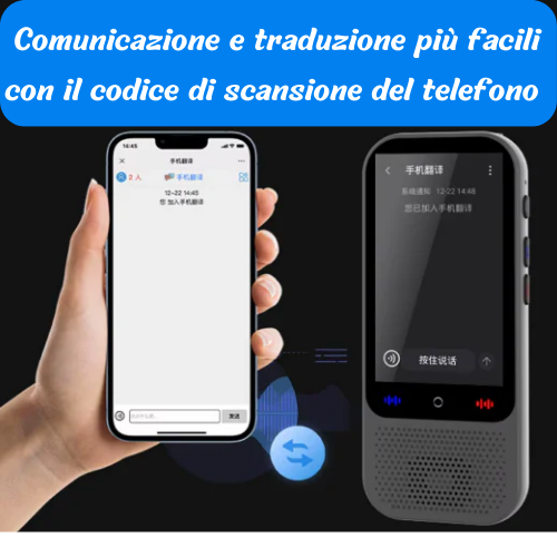 Traduzione portatile S80 Pro. Traduzione vocale in 138 lingue, 19 traduzioni offline, funzione ChatGPT. Fotocamera 5 mp, ricarica type C.