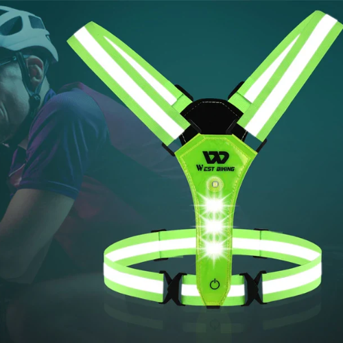 WEST BIKING Safety Vest LED 360° Reflective Highlight Adjustable Straps Night Warning Work Running Riding Clothing Vest Gear