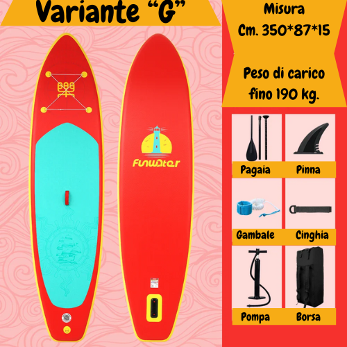 FunWater 11' Blue Red Sup Board Inflatable Surfboard Stand Up Paddle Board Inflatable Sup PaddleBoard with Accessories