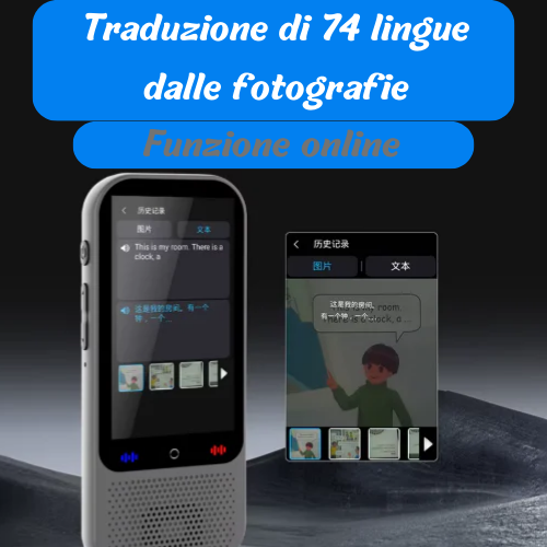 Traduzione portatile S80 Pro. Traduzione vocale in 138 lingue, 19 traduzioni offline, funzione ChatGPT. Fotocamera 5 mp, ricarica type C.