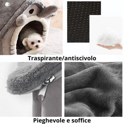 Cuccia pieghevole per cani e gatti di piccola e media taglia. In soffice cotone.