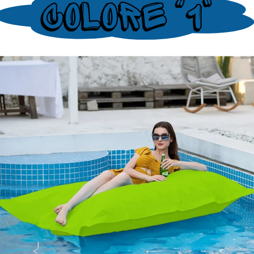 Pouf “galleggiante” impermeabile per interno ed esterno. Utilizzabile in piscina e al mare.