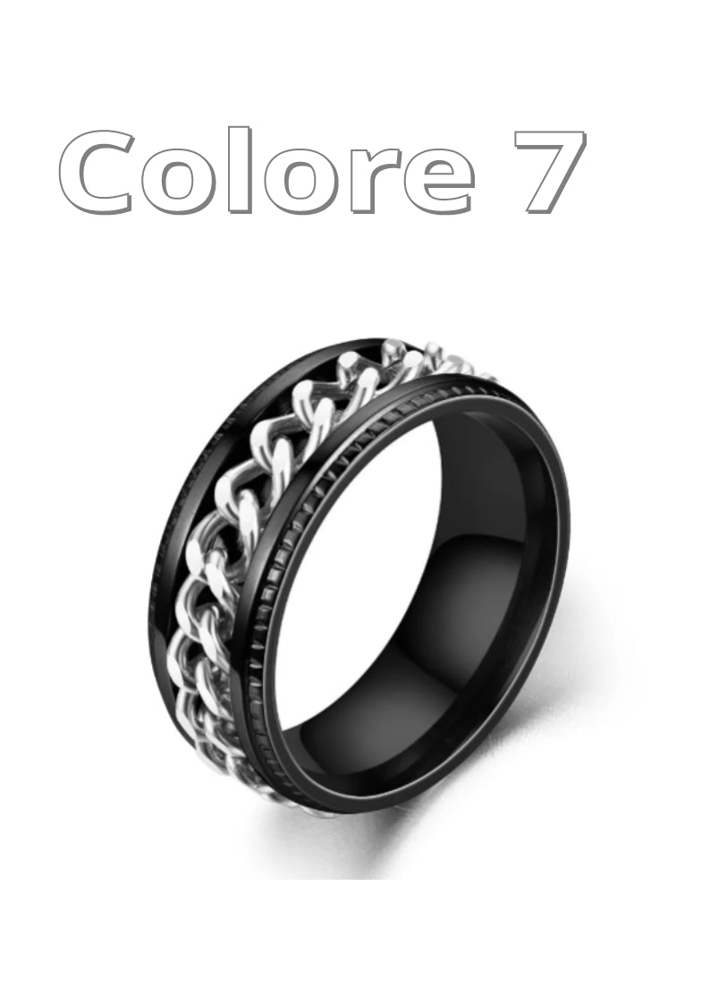 Anello spinner a catena girevole in acciaio al titanio per donna Uomo/Donna. Colore a scelta.
