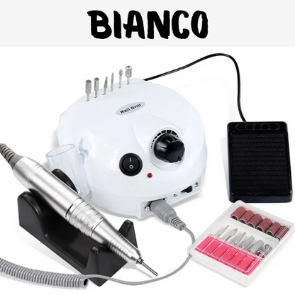 Trapano/smerigliatore elettrico per unghie. Potente motore da 35000 giri/min, a basso rumore: kit completo di frese per unghie professionali per manicure e pedicure.