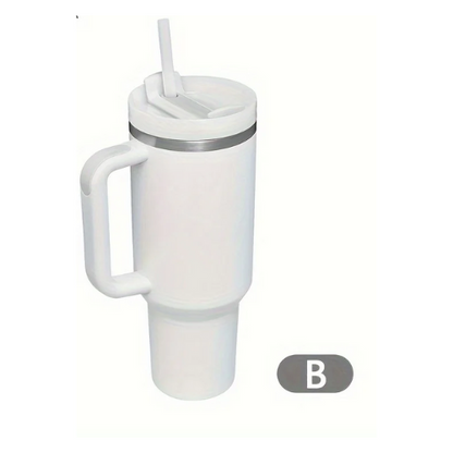 Thermos/Bottiglia da 900 ml in acciaio inossidabile con manico, coperchio e cannuccia.