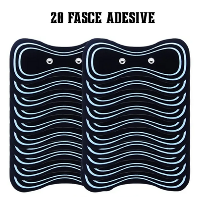 "Fascia adesiva" per massaggiatore portatile EMS per collo, per spalle, vita e gambe. Kit con fascia, elettrodi e telecomando.