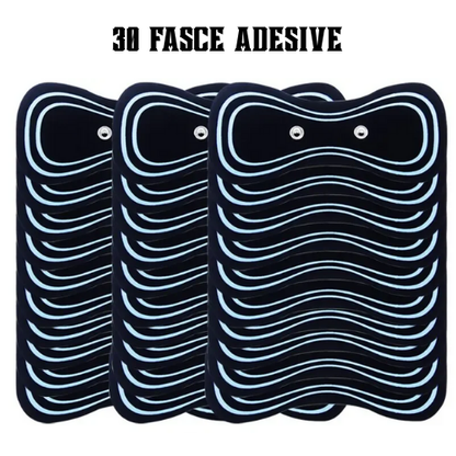 "Fascia adesiva" per massaggiatore portatile EMS per collo, per spalle, vita e gambe. Kit con fascia, elettrodi e telecomando.